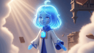 AIが描くもう一人の自分を象徴する幻想的な青の森